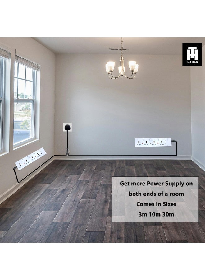 Hassan Heavy Duty Extension Cord 13A 3000W Dual Ended Universal Socket Multi Plug Power Strip 2.5mm Cable - Image 4